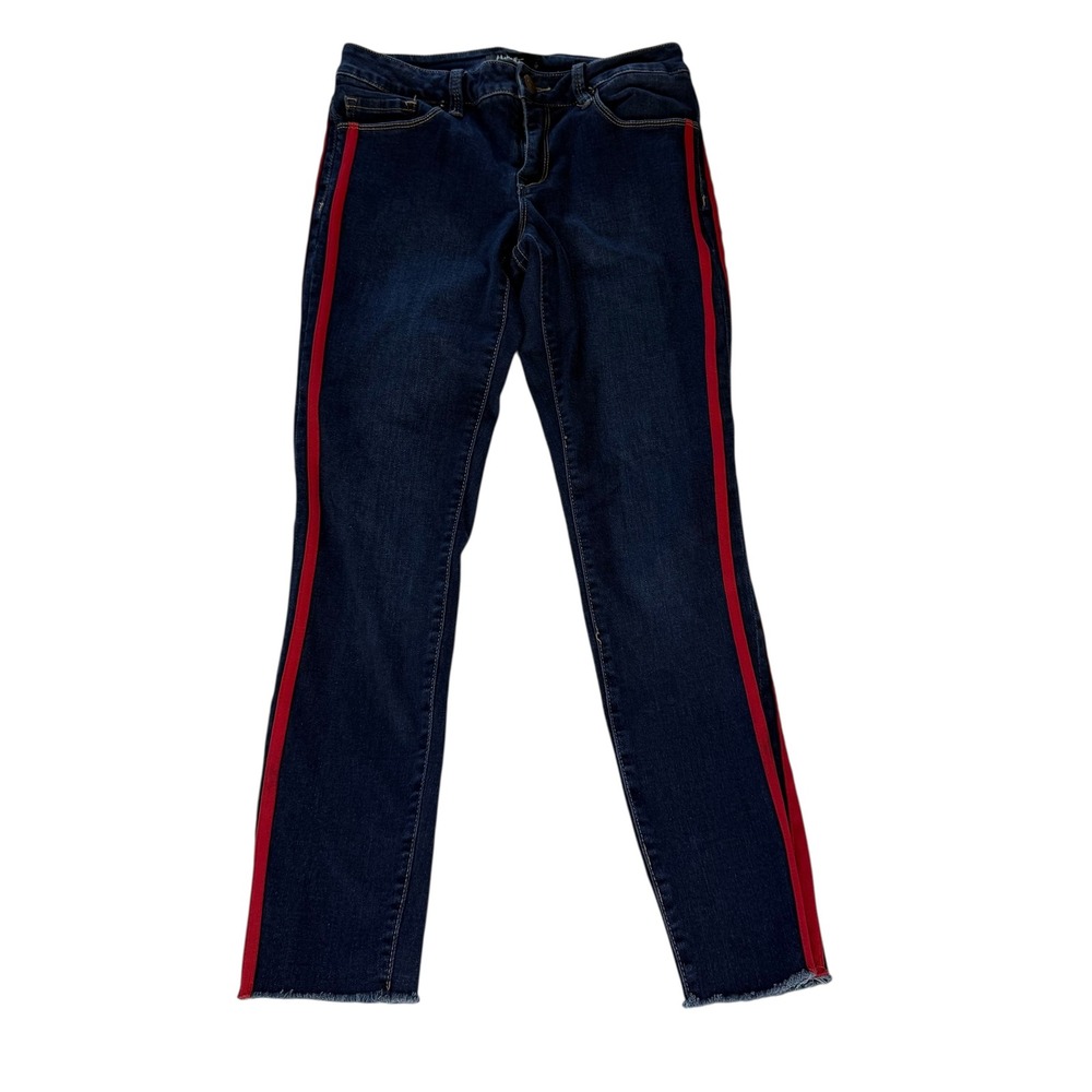 Nanette Lepore NOLITA‎ Skinny Jeans Women's Size 4 Dark Wash Red Stripe